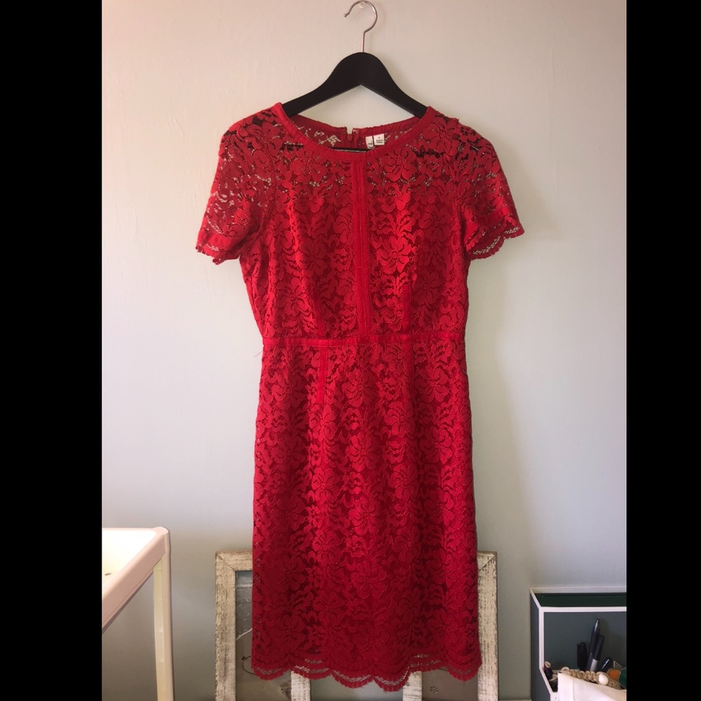 Vibrant red lace dress